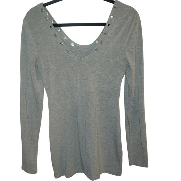 90s Wet Seal riveted long sleeve top women's size small gray wrap bandage - Picture 2 of 9